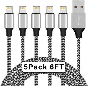 img 4 attached to 🔌 YEFOOT MFi Certified iPhone Charger, 5PACK 6FT Nylon Woven Lightning Cable with Metal Connector for iPhone 11/Pro/Xs Max/X/8/7/Plus/6S/6/SE/5S iPad - Black & White