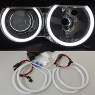 ⭕️ cotton light smd led angel eyes halo rings - 6500k white halos for e46 3 series non projector headlight (2x 146mm+2x 131mm) logo