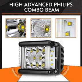 img 2 attached to 🚗 AKD Part 4 inch LED Pods - High-Performance Side Shooter LED Pods: 160W Off Road Driving Lights, Spot Flood Combo, Work Lights for Bumper Truck