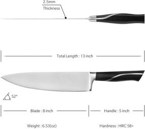 img 2 attached to 🔪 Кухонный нож из высокоуглеродистой стали 8 дюймов с защитным кольцом - Ножи из первоклассной нержавеющей стали высокого качества