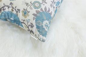 img 1 attached to 🌸 Mika Home 2-Pack Jacquard Circle Floral Throw Pillow Shell Vintage Cushion Cover - Cream Blue - Fits 20X20 Inserts