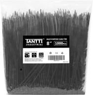 💪 strong & versatile: tantti's 8 inch black zip ties 1000 pack - premium nylon wire ties with 50lbs tensile strength for indoor and outdoor use logo