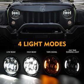 img 2 attached to 🔦 Xprite 7-дюймовые фары с светодиодами мощностью 75 Вт для Jeep Wrangler TJ JK 1997-2018 | для дальнего/ближнего света, дневного света, желтых указателей поворота | Круглые фары