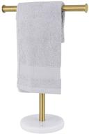 🧻 stylish and sturdy t-shape countertop towel rack with heavy marble base - dual washcloth display in gold logo