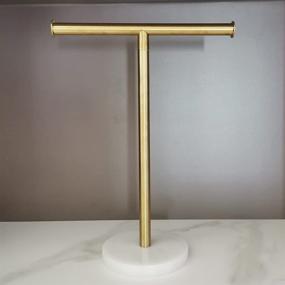 img 3 attached to 🧻 Stylish and Sturdy T-Shape Countertop Towel Rack with Heavy Marble Base - Dual Washcloth Display in Gold