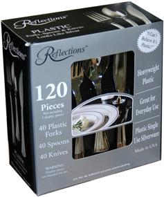 img 1 attached to 120-Piece Set of Reflections 'Looks Like Silver' 🍴 Plastic Silverware: Includes 40 Forks, 40 Spoons, and 40 Knives