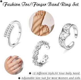 img 3 attached to 👣 Udalyn 12 Pcs Adjustable Toe Rings: Cute Flower, Leaf, Star, and Moon Open Ring Set - Sparkling Beach Foot Jewelry in Silver, Rose Gold, and Gold