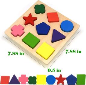 img 1 attached to Colorful Wooden Preschool Puzzle Multi-Pack by GYBBER MUMU