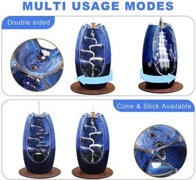 img 2 attached to SPACEKEEPER Ceramic Backflow Incense Holder Waterfall Incense Burner - Dual-sided Incense Fountain 🌌 with 120 Incense Cones & 30 Stick Set - Aromatherapy Ornament Home Décor - Navy