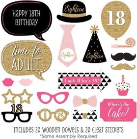 img 3 attached to 🎉 Chic 18th Birthday Photo Booth Props Kit - Pink, Black, and Gold - 20 Count Party Props