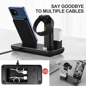 img 2 attached to 🔋 Fast Wireless Charging Station for iPhone 12 Pro Max/XR/XS Max/11 Pro Max, Apple Watch Charger Stand for Apple Watch SE/6/5/4/3/2/1 and AirPods Pro/2 - 3-in-1 with 18W Adapter Included