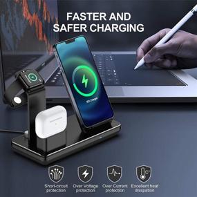 img 1 attached to 🔋 Fast Wireless Charging Station for iPhone 12 Pro Max/XR/XS Max/11 Pro Max, Apple Watch Charger Stand for Apple Watch SE/6/5/4/3/2/1 and AirPods Pro/2 - 3-in-1 with 18W Adapter Included