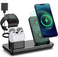 🔋 fast wireless charging station for iphone 12 pro max/xr/xs max/11 pro max, apple watch charger stand for apple watch se/6/5/4/3/2/1 and airpods pro/2 - 3-in-1 with 18w adapter included logo