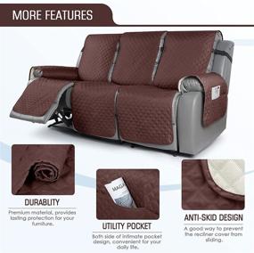 img 2 attached to 🛋️ TAOCOCO Recliner Sofa Slipcover: Premium 3-Seat Couch Cover in Washable Brown Fabric - Protect & Renew Your Furniture!