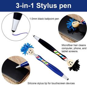img 2 attached to 🧹 Mop Head Pen Screen Cleaner Stylus Pens - 10 Pack - 3-in-1 Stylus Pen Duster for Kids and Adults