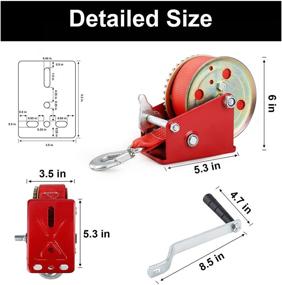 img 3 attached to 🛴 VZCY Помощная лебедка для тяжелых грузов до 1200 фунтов - Ручная лебедка с нейлоновым ремнем для квадроцикла, лодки, трейлера, грузовика, автомобиля - Красный