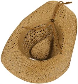 img 3 attached to Packable Men's Straw Beach Hat with Big Brim, Adjustable Chin Strap - Sun Hat for Newsboy Fedora Style