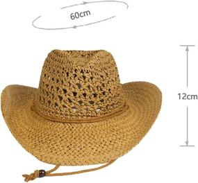 img 1 attached to Packable Men's Straw Beach Hat with Big Brim, Adjustable Chin Strap - Sun Hat for Newsboy Fedora Style