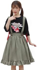 img 3 attached to 👗 Adorable Packitcute Green Suspender Skirt for Girls - Fashionable Lolita A-Line Pleated Skirts