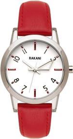 img 2 attached to ⌚ Белые часы Rakani Plus 5 32 мм с красным кожаным ремешком