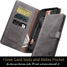 img 1 attached to 📱 SUANPOT Leather Wallet Case with RFID Blocking for Samsung Galaxy S10+ / S10 Plus - Shockproof Flip Folio Book Cell Phone Cover with Credit Card Holder (2018 Gray)