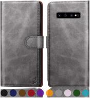 📱 suanpot leather wallet case with rfid blocking for samsung galaxy s10+ / s10 plus - shockproof flip folio book cell phone cover with credit card holder (2018 gray) logo