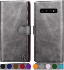 img 4 attached to 📱 SUANPOT Leather Wallet Case with RFID Blocking for Samsung Galaxy S10+ / S10 Plus - Shockproof Flip Folio Book Cell Phone Cover with Credit Card Holder (2018 Gray)