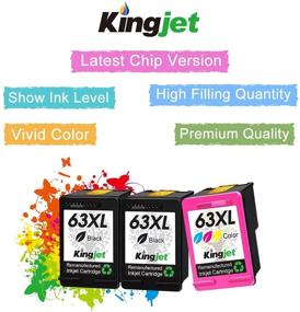 img 3 attached to 🖨️ Kingjet Remanufactured Ink Cartridge Replacement for HP 63XL 63 XL (2 Black & 1 Color), Compatible with Officejet 3830, 4650, 5255, 3831, 3832, Envy 4520, 4512, 4516, Deskjet 1112, 3630, 3634, 3639, 3632 Printer - Pack of 3