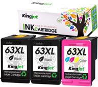 🖨️ kingjet remanufactured ink cartridge replacement for hp 63xl 63 xl (2 black & 1 color), compatible with officejet 3830, 4650, 5255, 3831, 3832, envy 4520, 4512, 4516, deskjet 1112, 3630, 3634, 3639, 3632 printer - pack of 3 logo