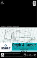 canson foundation series graph and layout paper pad - non reproducible blue grid, 20lb, 4x4 grid, 11x17 inch, 40 sheets logo