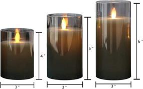 img 3 attached to 🕯️ DRomance Glass Flameless Flickering Candles Moving Wick: Set of 3 Real Wax LED Candles with Remote, Timer and Battery Operation - Perfect for Halloween, Christmas & Window Decoration (3x4, 5, 6 Inches)