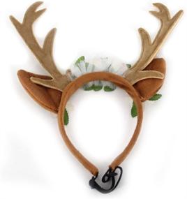 img 3 attached to 🎅 FLAdorepet Dog Elk Antler Reindeer Hat Cap Pet Christmas Costume Outfits Small Big Dog Cat Hat Headwear Hair Grooming Accessories