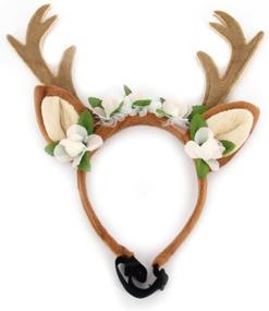 img 4 attached to 🎅 FLAdorepet Dog Elk Antler Reindeer Hat Cap Pet Christmas Costume Outfits Small Big Dog Cat Hat Headwear Hair Grooming Accessories