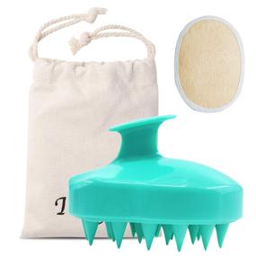 img 4 attached to 🧴 Ithyes Silicone Scalp Massager Hair Brush: Enhancing Blood Circulation and Promoting Hair Health for Men, Women, Pets, and a Bonus Exfoliating Loofah Pad (Green)