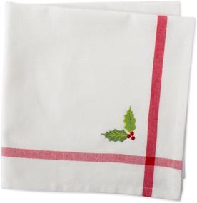 img 2 attached to DII Embroidered Corner Christmas & Holiday Tabletop Collection: Holly Napkin Set, 6-Piece