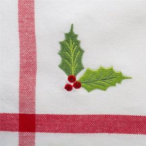 img 3 attached to DII Embroidered Corner Christmas & Holiday Tabletop Collection: Holly Napkin Set, 6-Piece