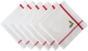 img 4 attached to DII Embroidered Corner Christmas & Holiday Tabletop Collection: Holly Napkin Set, 6-Piece