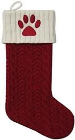 img 1 attached to 🐾 Personalized 21" Monogram Paw Print Pet Knit Christmas Stocking by St Nicholas Square