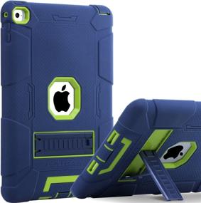 img 4 attached to 📱 iPad Air 2 Case - BENTOBEN Hybrid Shockproof Case with Kickstand - Triple-Layer Shock Resistant Drop Proof Cover for iPad Air 2 Retina Display / iPad 6 - Navy Blue/Green