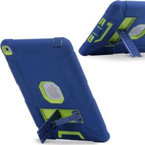 img 2 attached to 📱 iPad Air 2 Case - BENTOBEN Hybrid Shockproof Case with Kickstand - Triple-Layer Shock Resistant Drop Proof Cover for iPad Air 2 Retina Display / iPad 6 - Navy Blue/Green