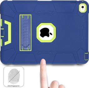 img 1 attached to 📱 iPad Air 2 Case - BENTOBEN Hybrid Shockproof Case with Kickstand - Triple-Layer Shock Resistant Drop Proof Cover for iPad Air 2 Retina Display / iPad 6 - Navy Blue/Green