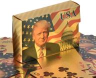 gold waterproof poker cards deck - donald trump playing cards for table games - ideal trump gift for men логотип