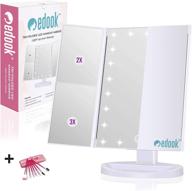 💄 edook trifold makeup mirror with lights, 1x 2x 3x magnification, touch screen switch, lighted vanity mirror, dual power supply, portable логотип
