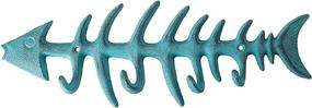 img 4 attached to Teal Blue Fish Bones Wall Mount Towel Rack by Comfify - Stylish Cast Iron Hanger with 4 Hooks - Decorative Fish Skeleton Towel Hanger with Screws and Anchors Included