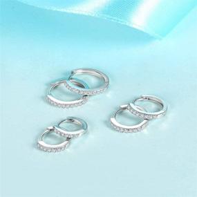 img 1 attached to 925 Sterling Silver Huggie Earrings with AAA Cubic Zirconia for Women - Hypoallergenic Sleeper Hoops in 8/10/12/13MM Diameter