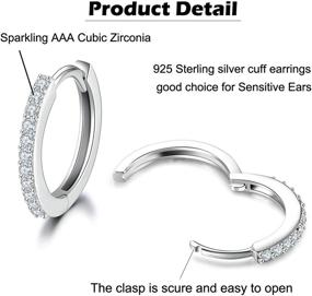 img 3 attached to 925 Sterling Silver Huggie Earrings with AAA Cubic Zirconia for Women - Hypoallergenic Sleeper Hoops in 8/10/12/13MM Diameter