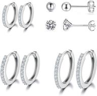 925 sterling silver huggie earrings with aaa cubic zirconia for women - hypoallergenic sleeper hoops in 8/10/12/13mm diameter logo