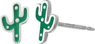 🌵 boma jewelry sterling silver cactus stud earrings with kelly green resin logo