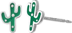 img 4 attached to 🌵 Boma Jewelry Sterling Silver Cactus Stud Earrings with Kelly Green Resin