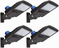 ledmo led parking lot lights 19500lm - 500w hid/hps replacement - adjustable led shoebox street pole with dusk to dawn photocell - slip fitter commercial area yard lighting 5000k 150w 4 pack - high performance and energy-efficient outdoor lighting solution logo
